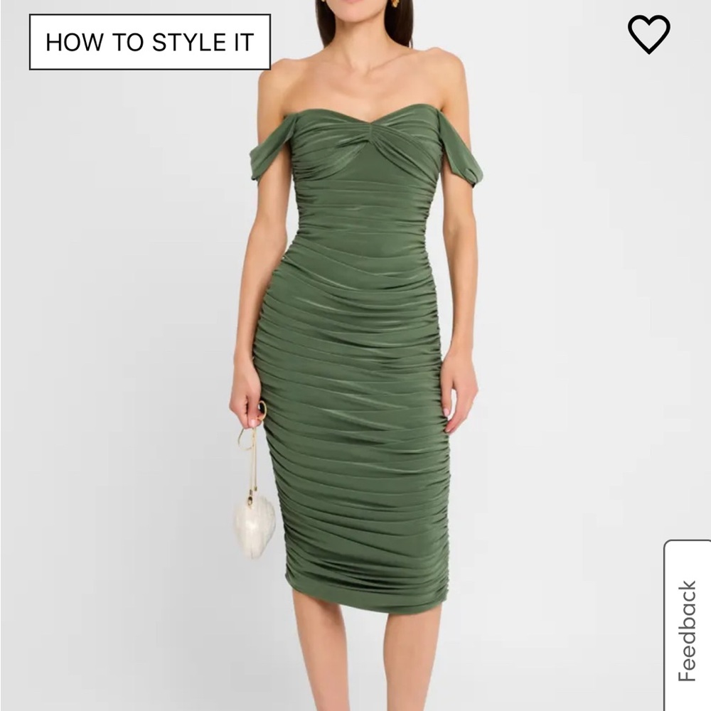 Norma Kamali Off-Shoulder Green Midi Dress